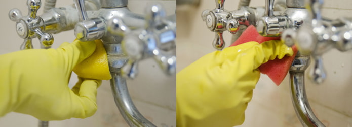 Treatment of mixers with lemon from limescale