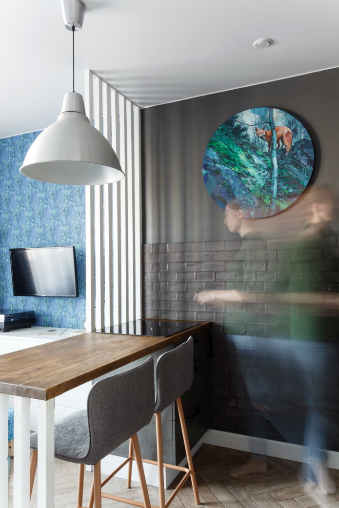 Painting and bar counter