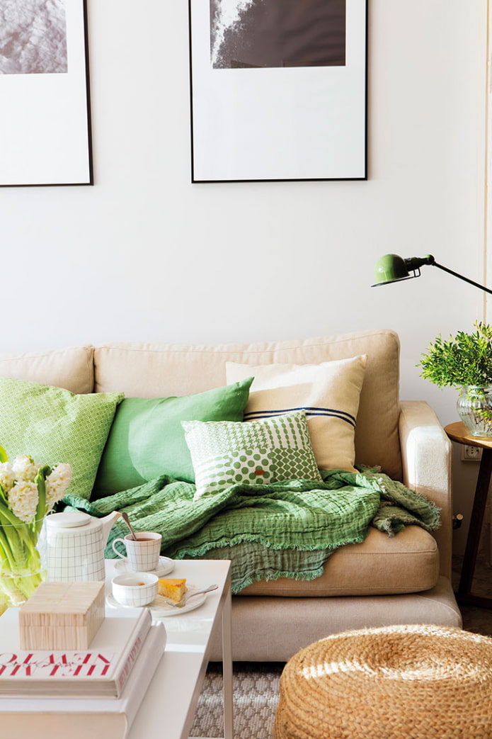 beige sofa with green pillows beige sofa with green pillows