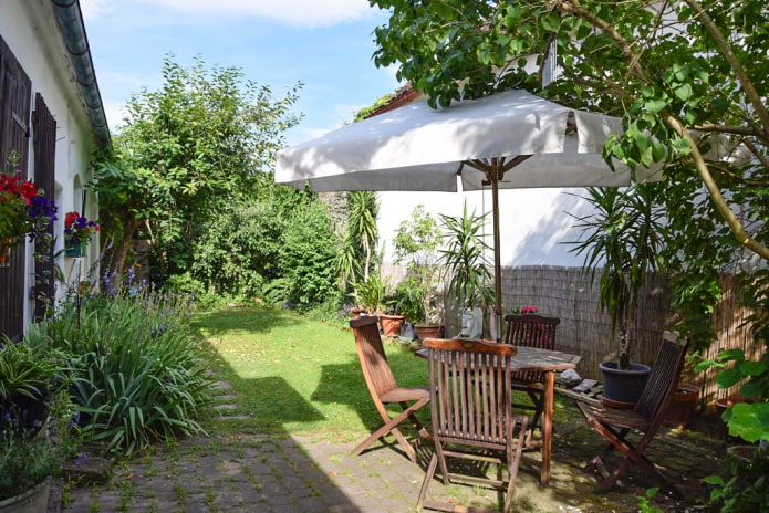 Umbrella in the table Umbrella in the table