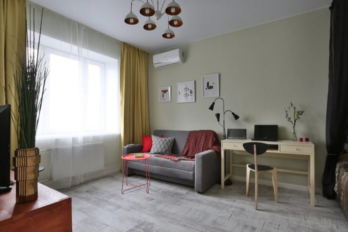 Living room and workplace