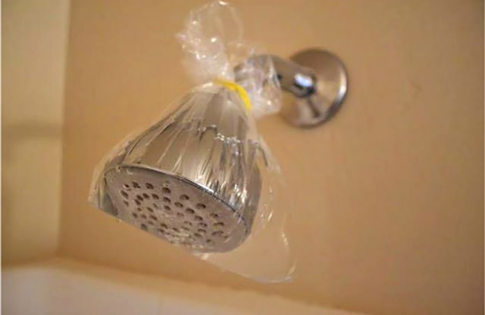 Watering can in a bag with vinegar