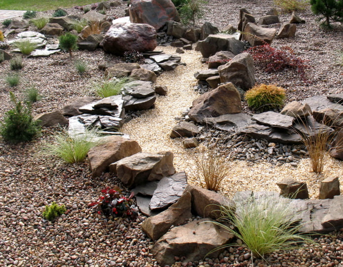 dry cobblestone stream