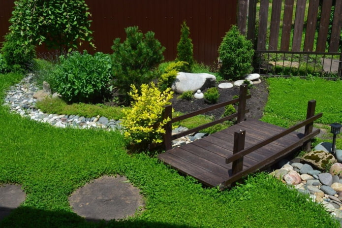 wooden bridge over the stream