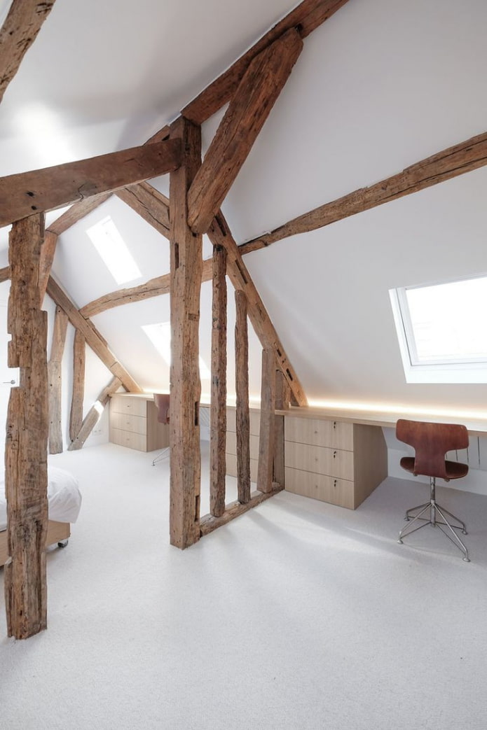 light attic with beams