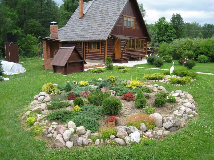 unusual flower bed in the country