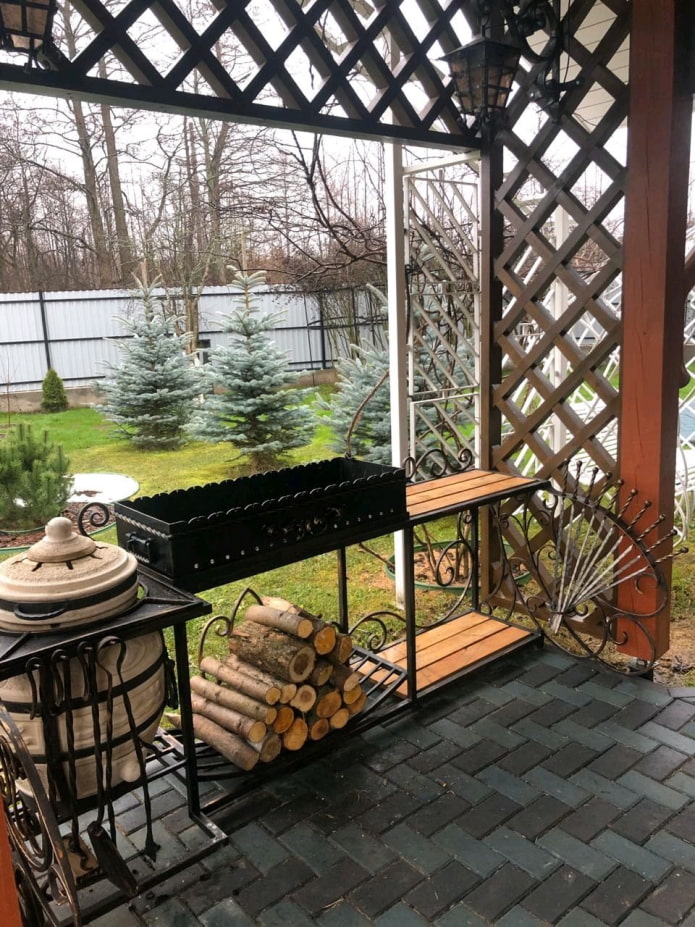 metal brazier with wood log metal brazier with wood log