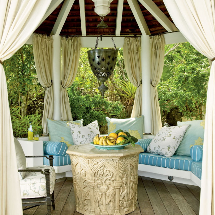 light gazebo with pillows