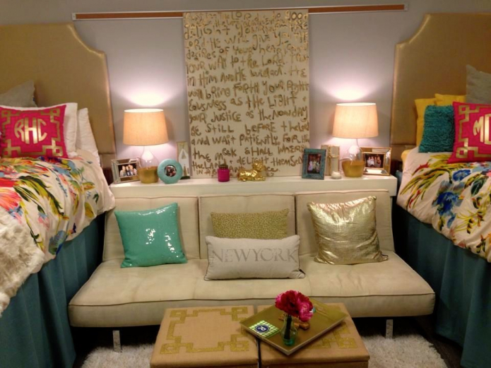 decor on shelves and table