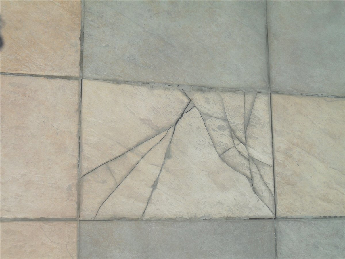 split and glued tiles