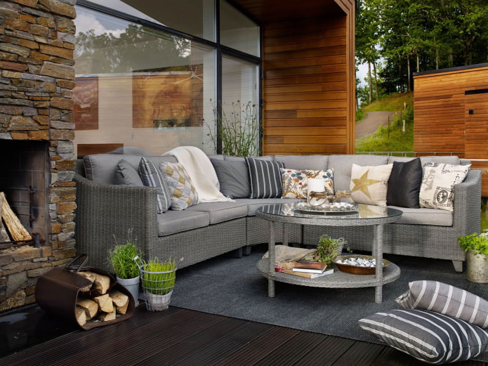 recreation area in the country with a sofa recreation area in the country with a sofa