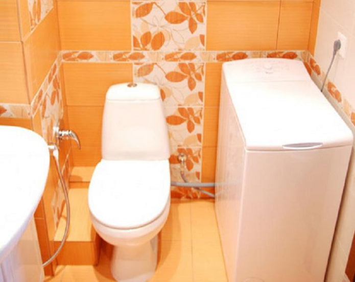 narrow bathroom with a typewriter