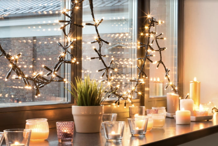 garland on the window garland on the window