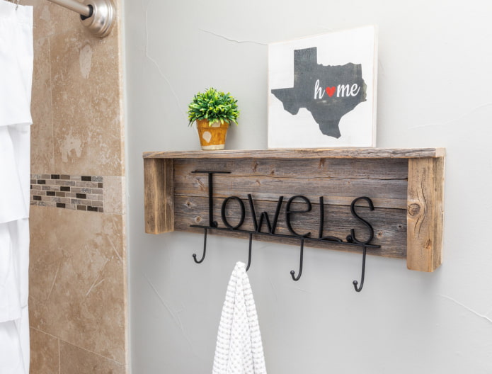 Bathroom shelf and hooks Bathroom shelf and hooks