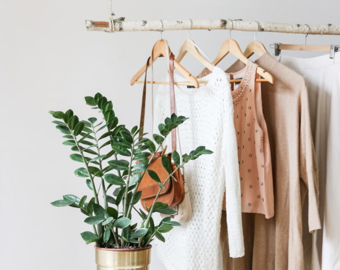hanging rod made of birch branches