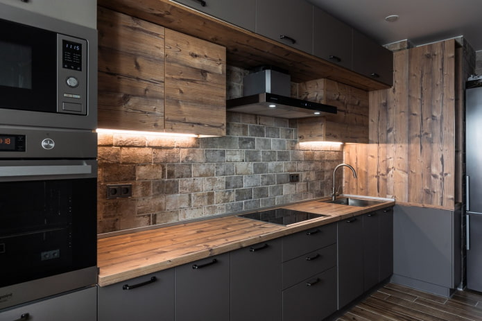 dark linear kitchen