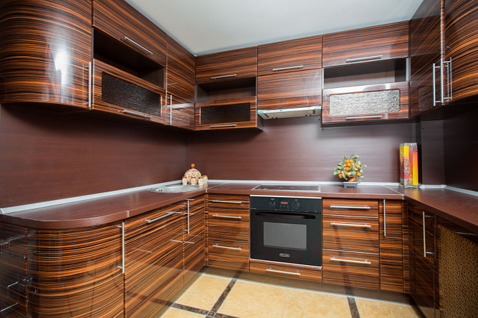 glossy wood-like facades