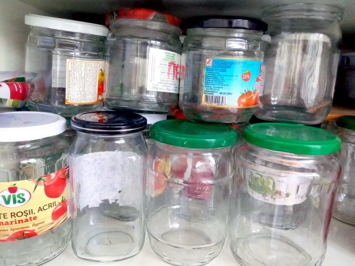 Glass jars in the cabinet Glass jars in the cabinet