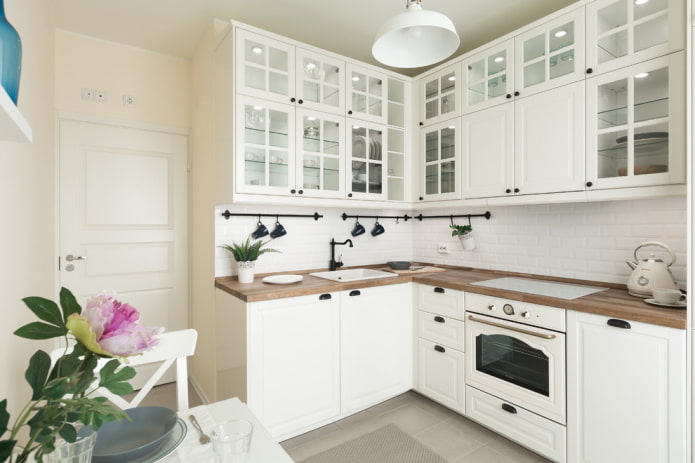 White kitchen with white boar