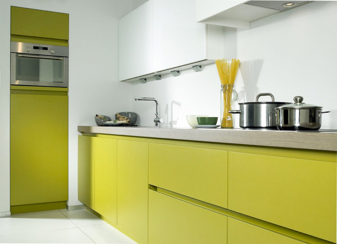 handleless olive kitchen