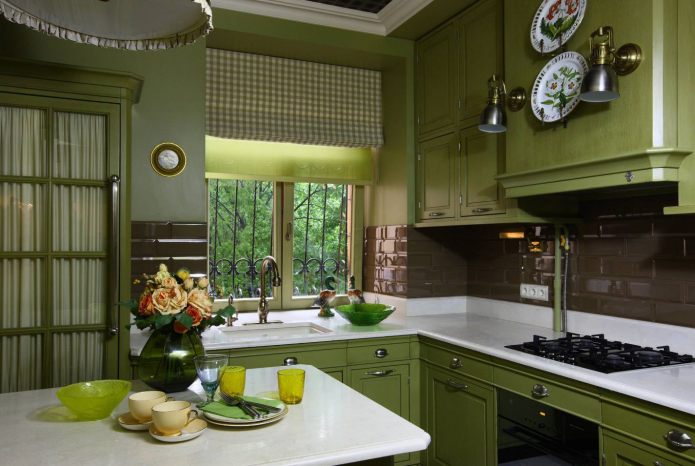 dark green kitchen