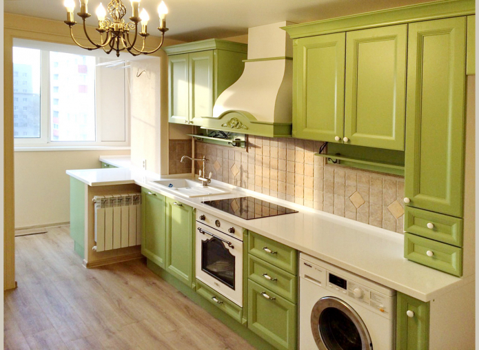 olive kitchen with hood