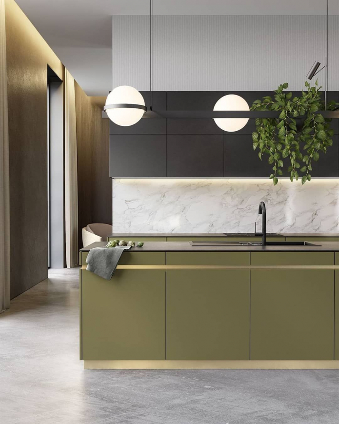 olive kitchen in modern style