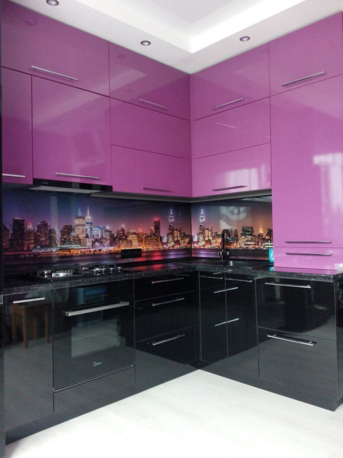 black and purple glossy kitchen black and purple glossy kitchen