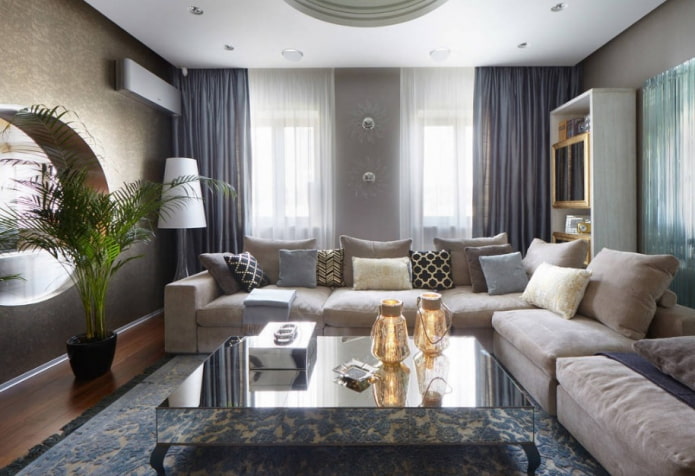 narrow hall with two windows