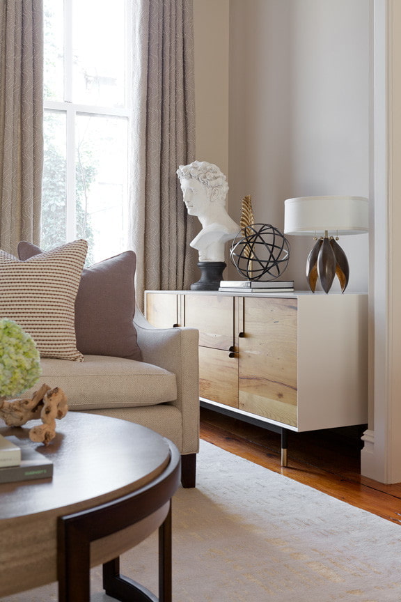 Plaster bust in a modern living room