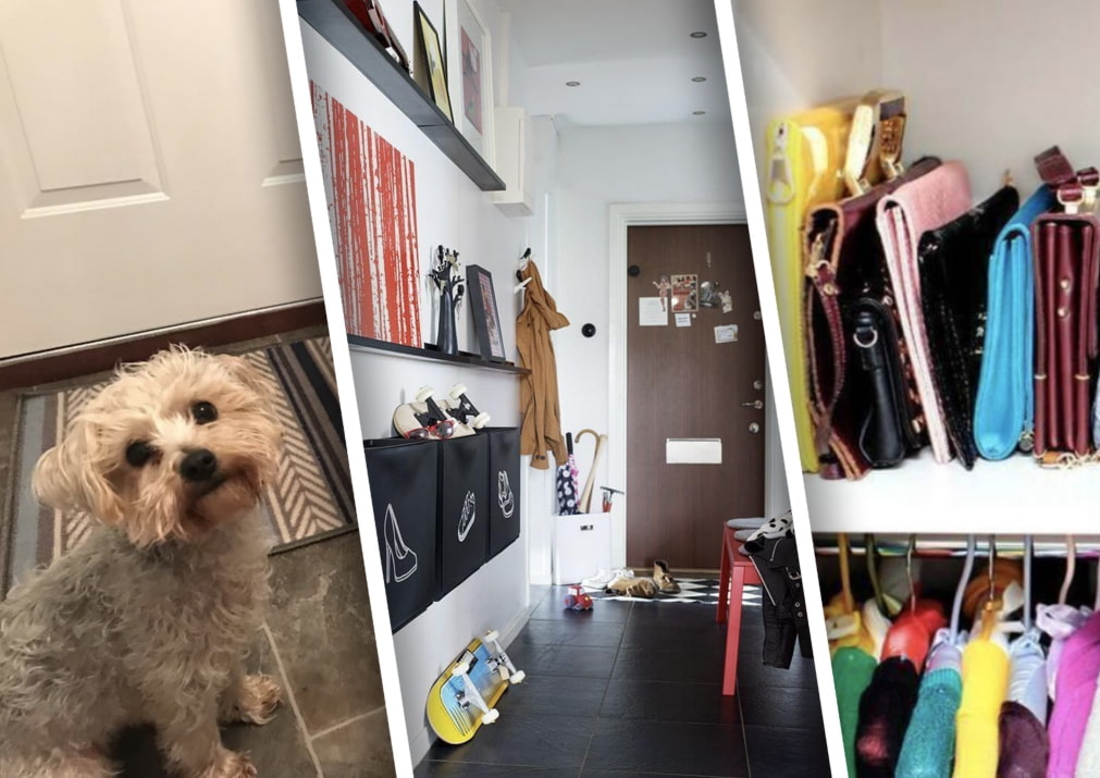 What things litter a small hallway? What things litter a small hallway?