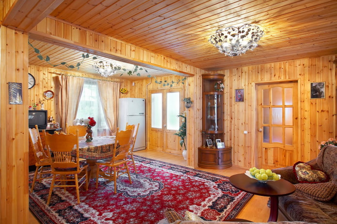 Living room lined with clapboard Living room lined with clapboard