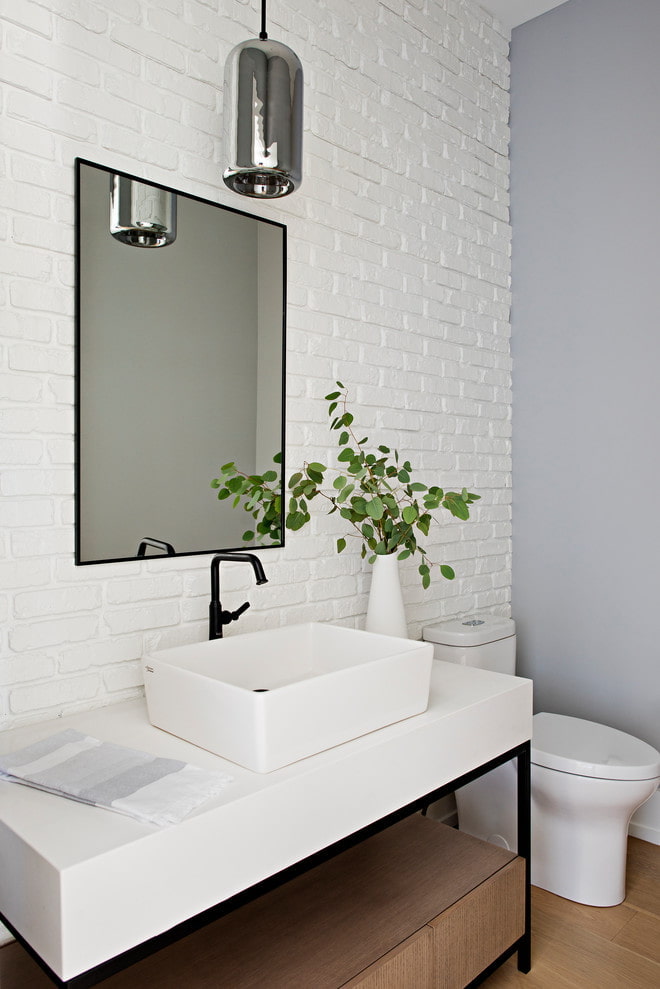 White brick in the bathroom