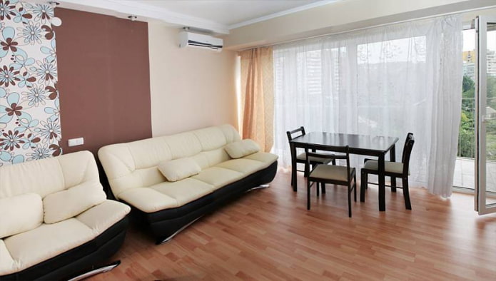 two sofas along the wall