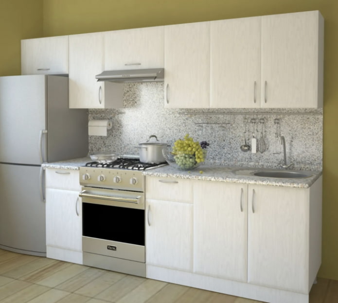modular kitchen with wood-look facades