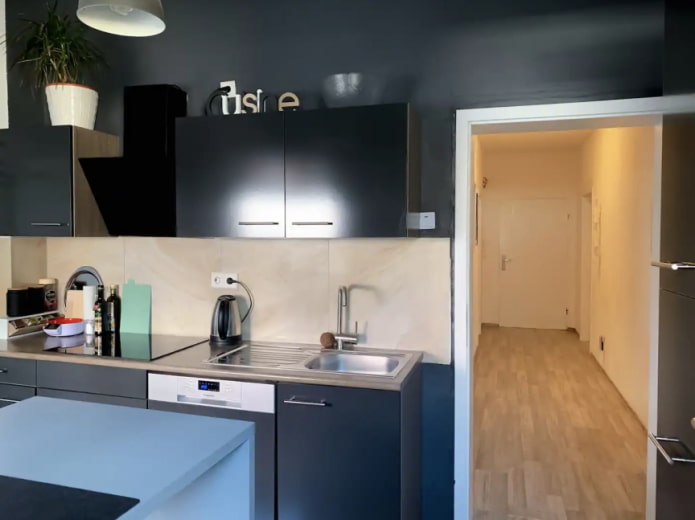 kitchen in dark colors