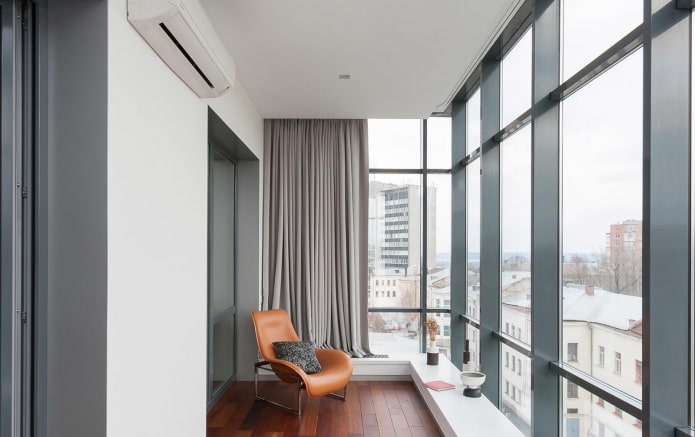 spacious balcony with panoramic windows
