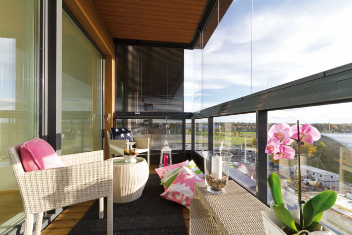 rattan furniture on the balcony