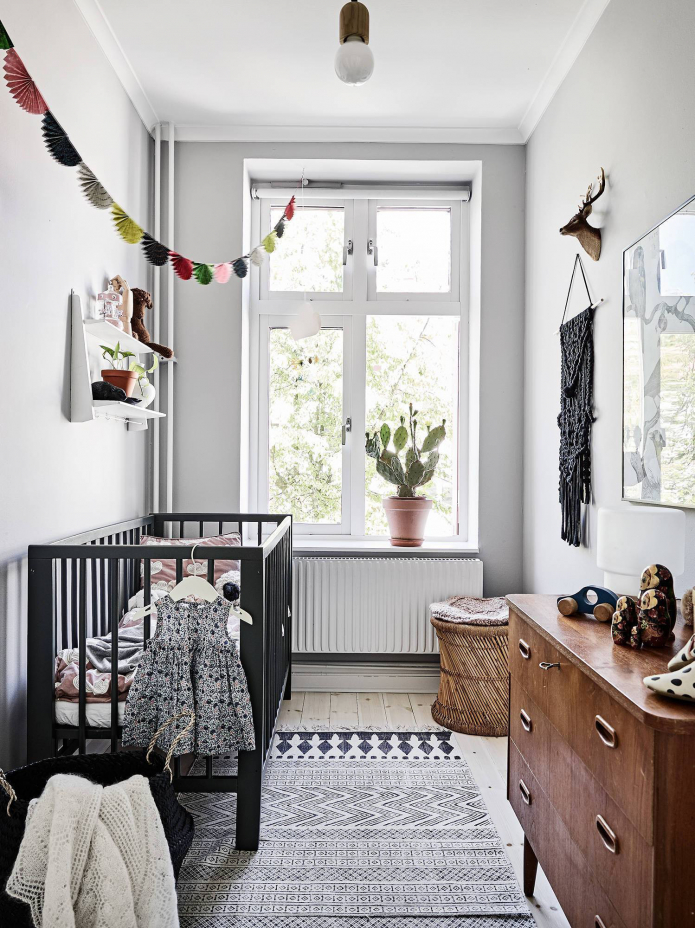 dark furniture in a bright room