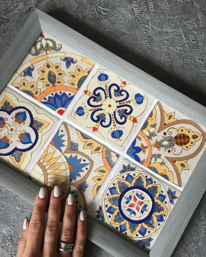 Framed painted tiles Framed painted tiles