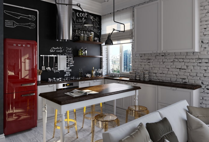 Blackboard paint in the apron area Blackboard paint in the apron area