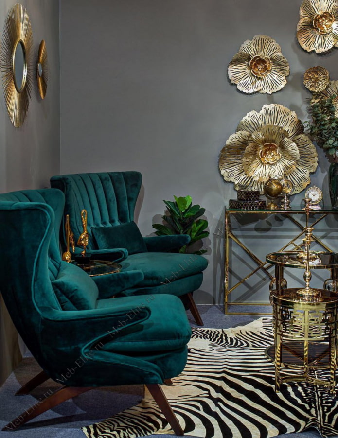 armchairs in dark velor