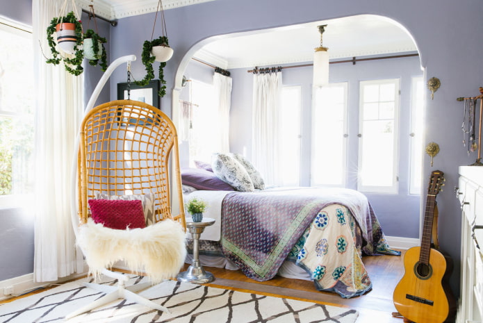 bedroom zoning with an armchair