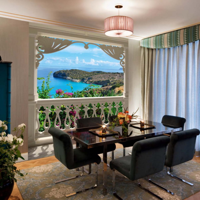 imitation of a window in the dining room