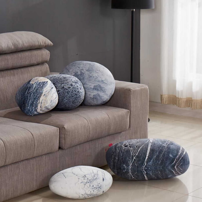 unusual pillow in the form of a stone