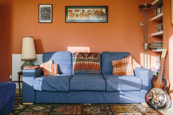 combination of terracotta with blue combination of terracotta with blue