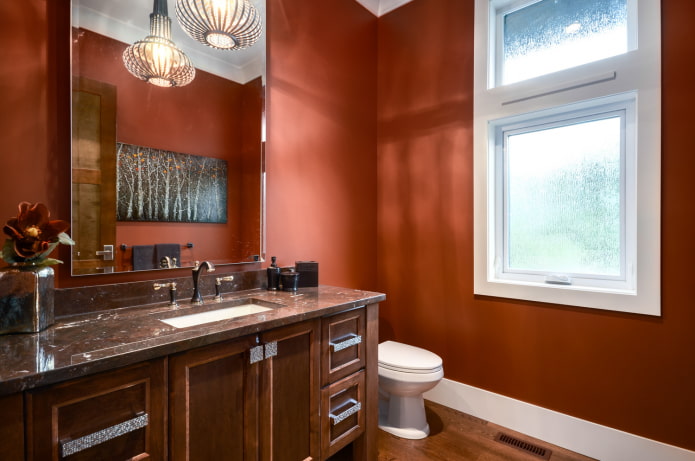 terracotta walls in the bathroom terracotta walls in the bathroom