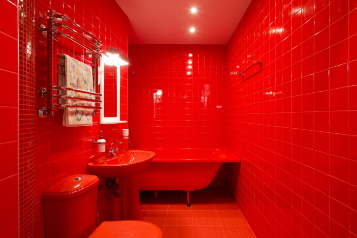 completely red bathroom completely red bathroom