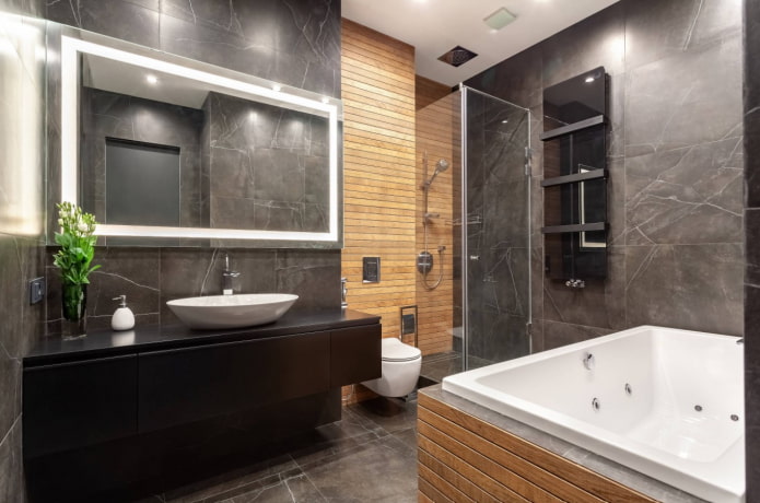 wood finish in the bathroom wood finish in the bathroom