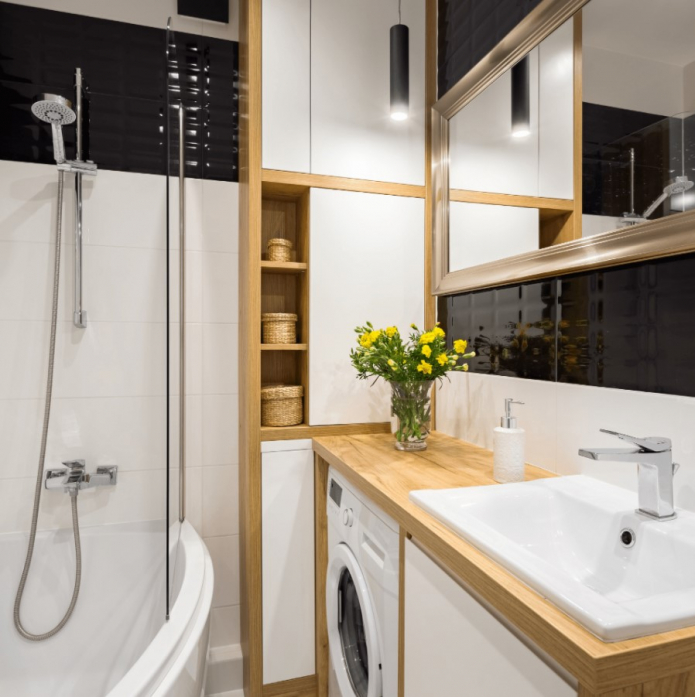 wooden furniture in the bathroom